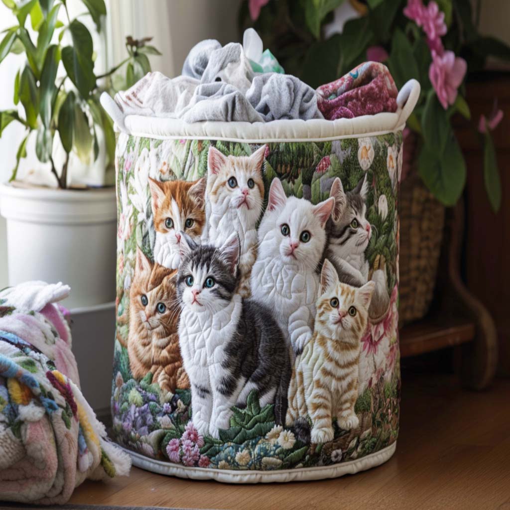 Kitten Bunch quilted laundry basket – bunch of kittens