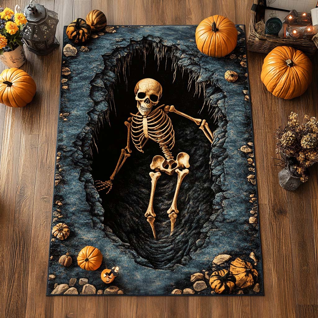 Cursed Grave rug – skeleton in a grave