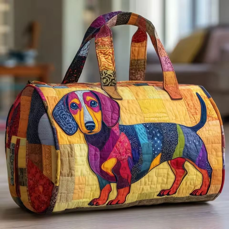 Callie soft quilted travel bag in the wave-stitch pattern, shown packed and ready