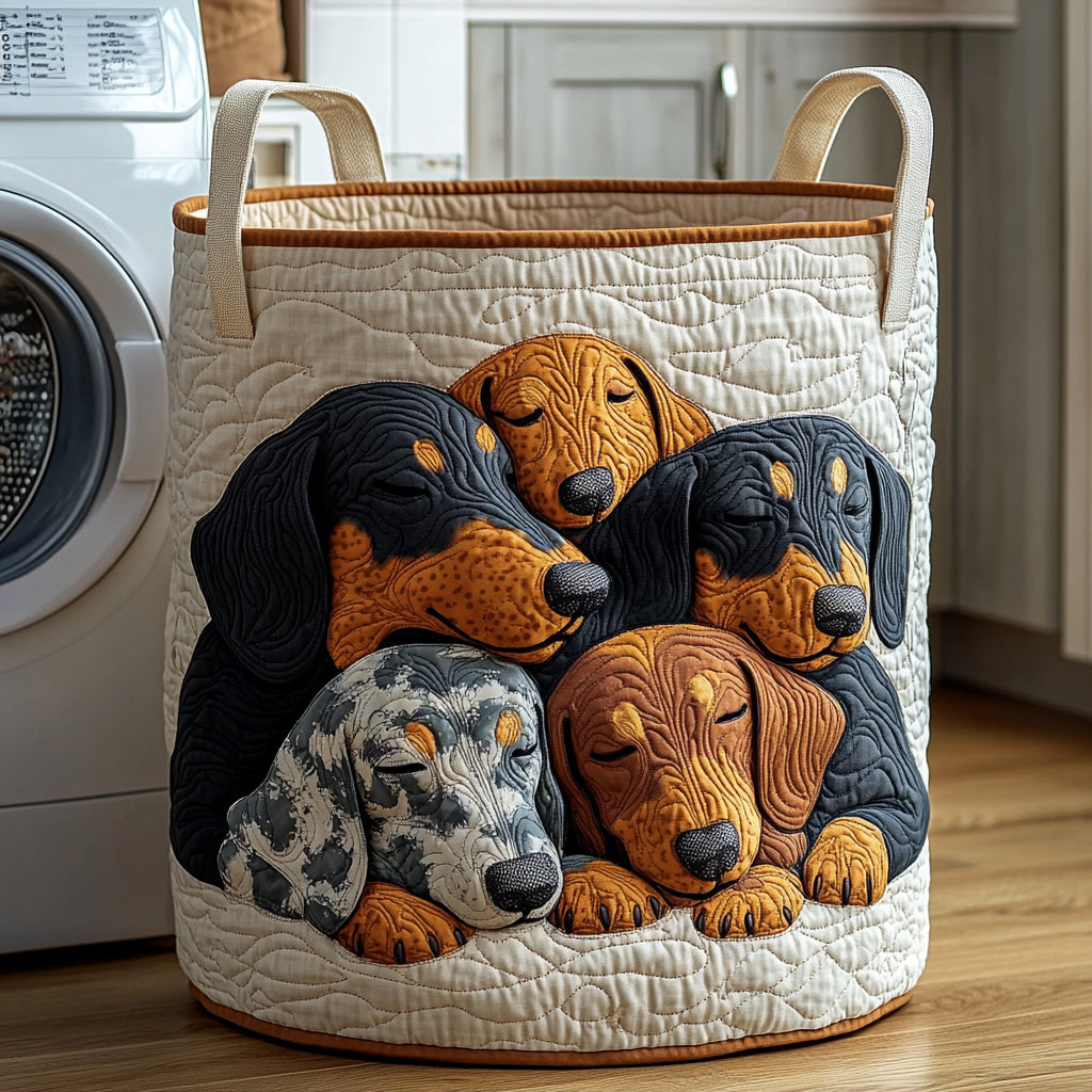 Dachshund Pile quilted laundry basket – pile of dachshunds