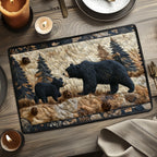 Black Bear Walk quilted placemats – bear and cub in pines