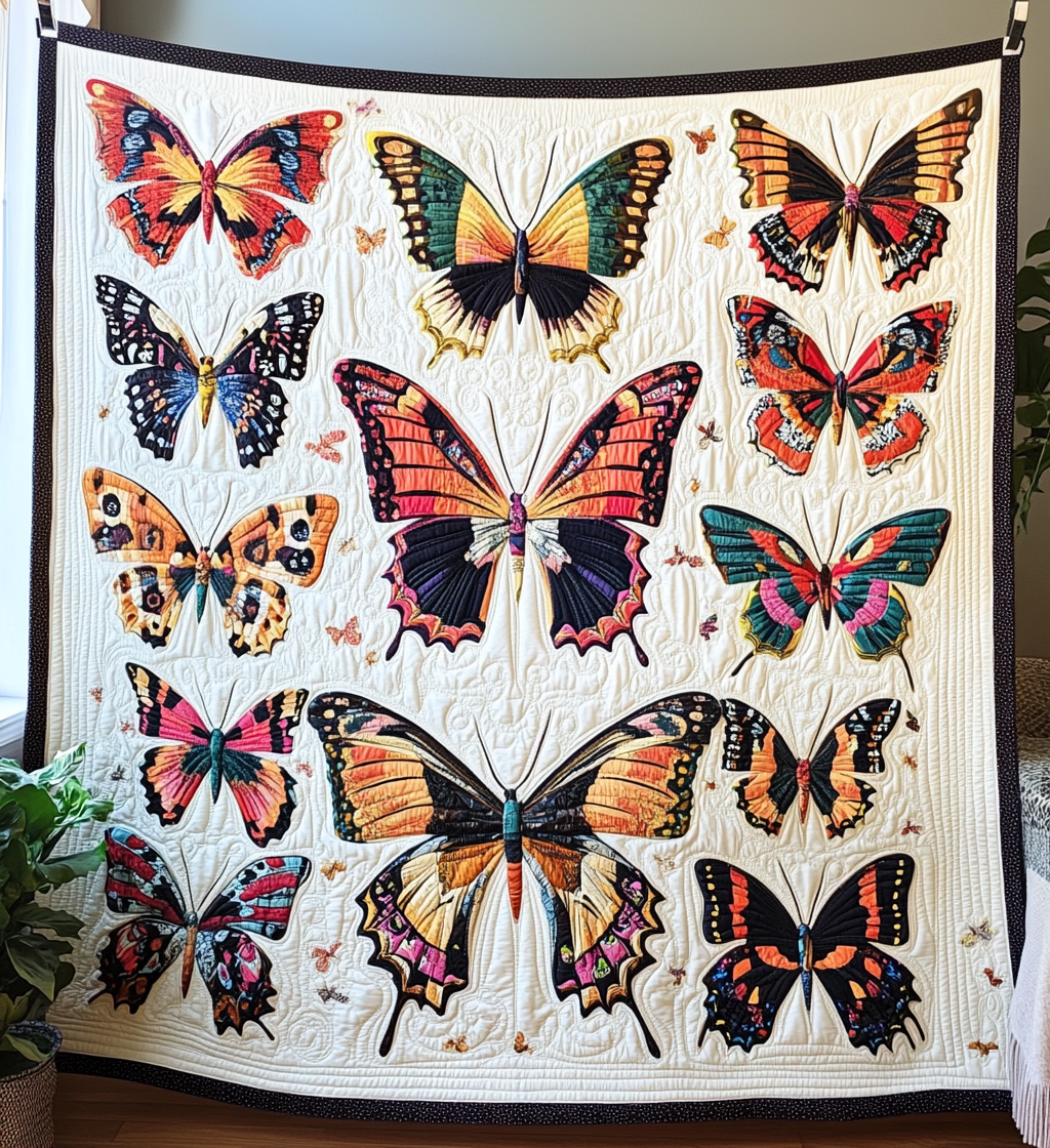 Butterfly Flutter art quilt – fluttering butterflies