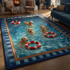 Deep Golden Retriever rug – retrievers in a pool