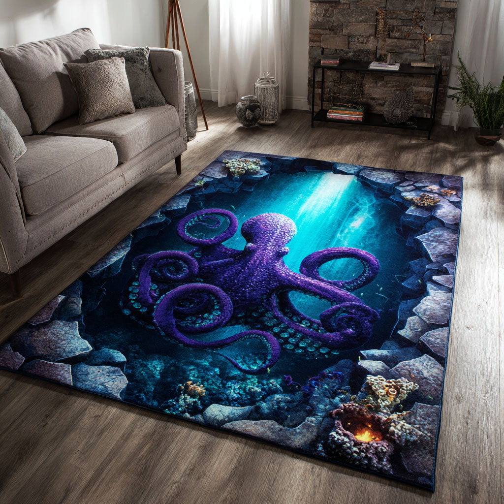 Deep Octopus rug – purple octopus