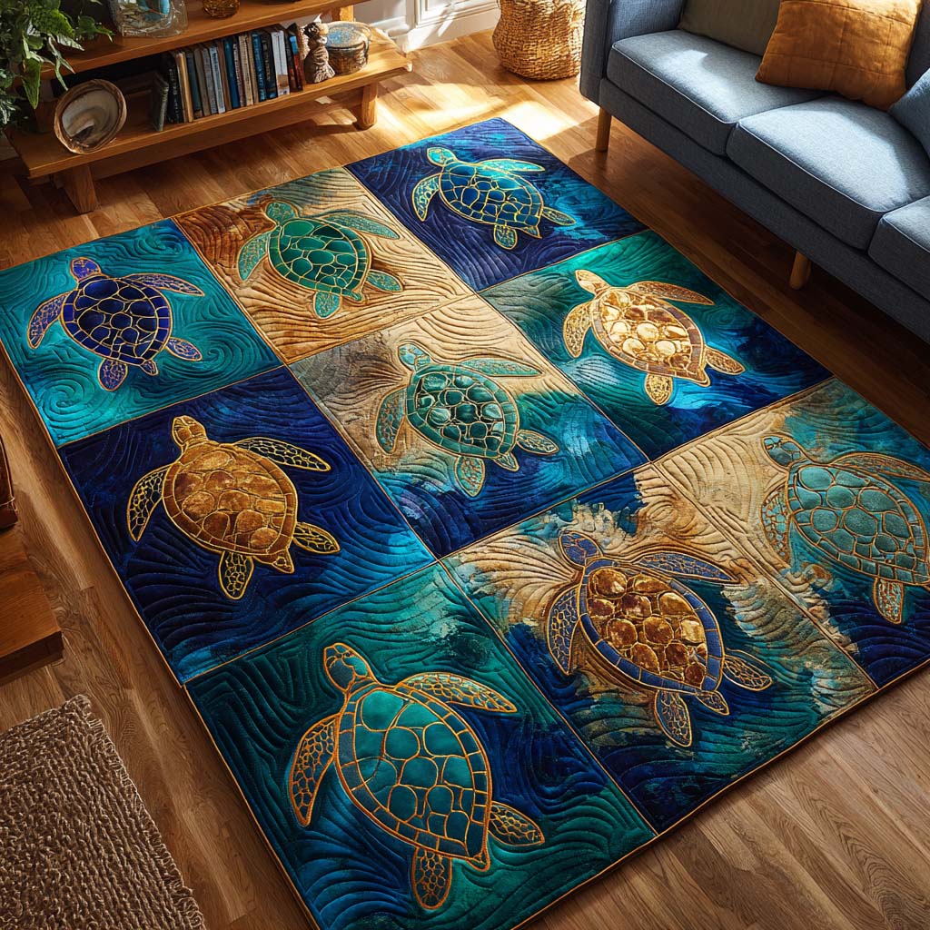 Deep Turtle rug – turtle patchwork panels
