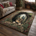Deep Wolf Hollow rug – wolf in a forest hollow
