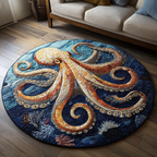 Deepsea Octopus round rug – orange octopus