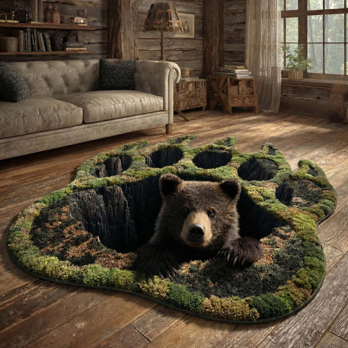 Deepwood Bear shaped rug – bear in a mossy paw