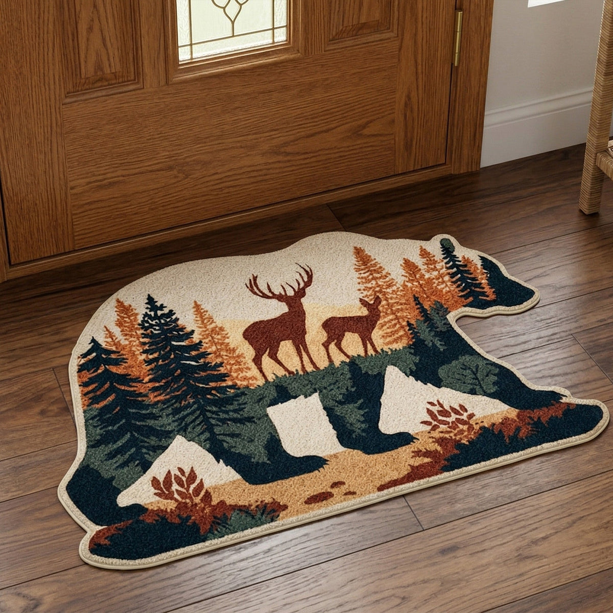 Deer Forest Silhouette shaped doormat – deer in forest