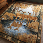 Deer Haven rug – deer by a stream