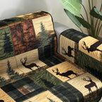 Deer Silhouette Patchwork quilted sofa cover – deer silhouettes in rustic patchwork