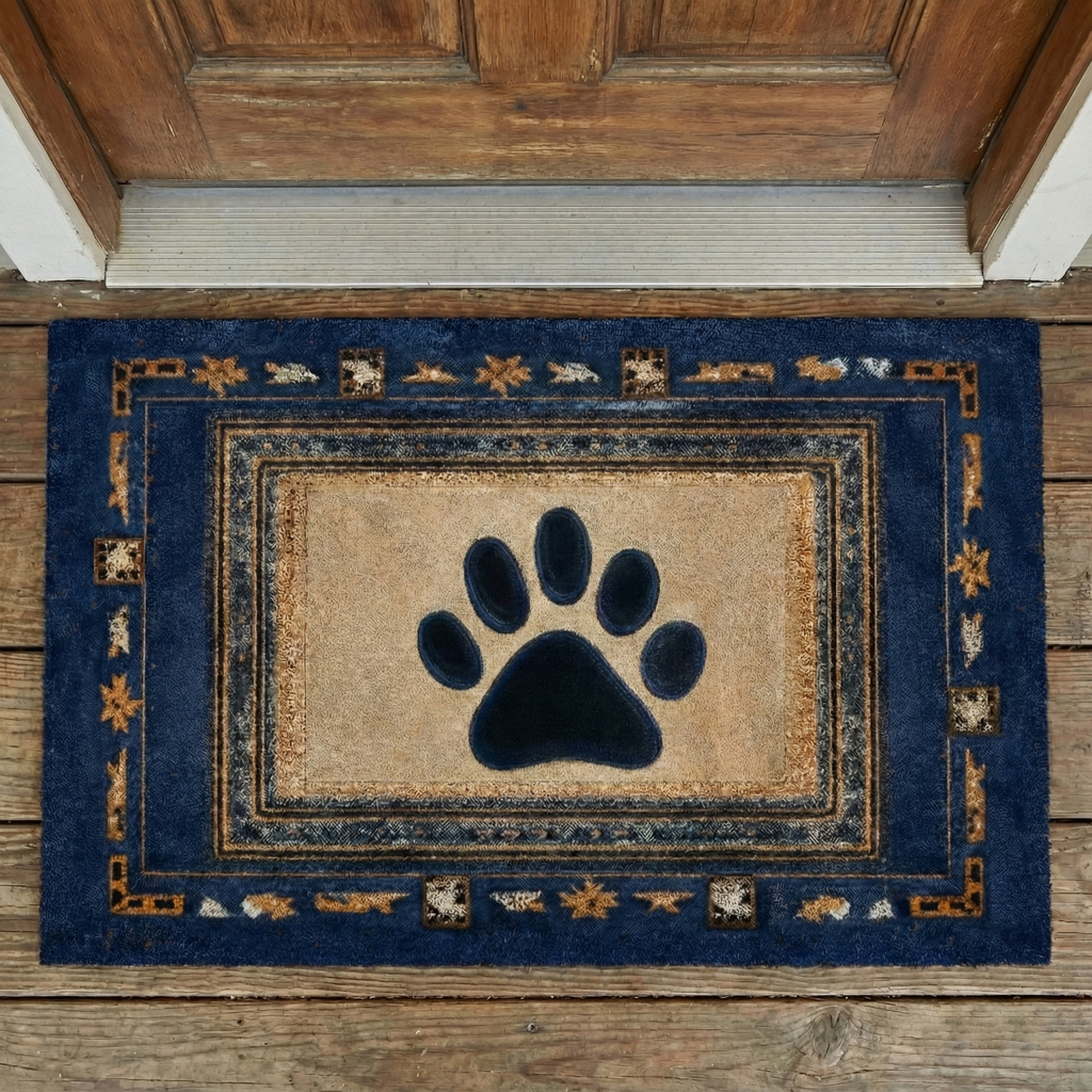 Denim Paw Print doormat – paw print