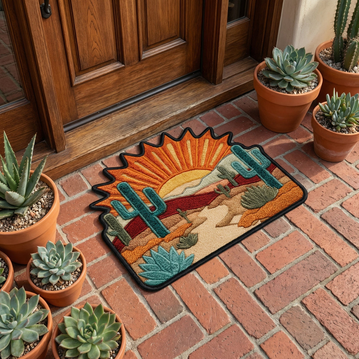 Sunset Desert Bloom shaped doormat – desert sunset