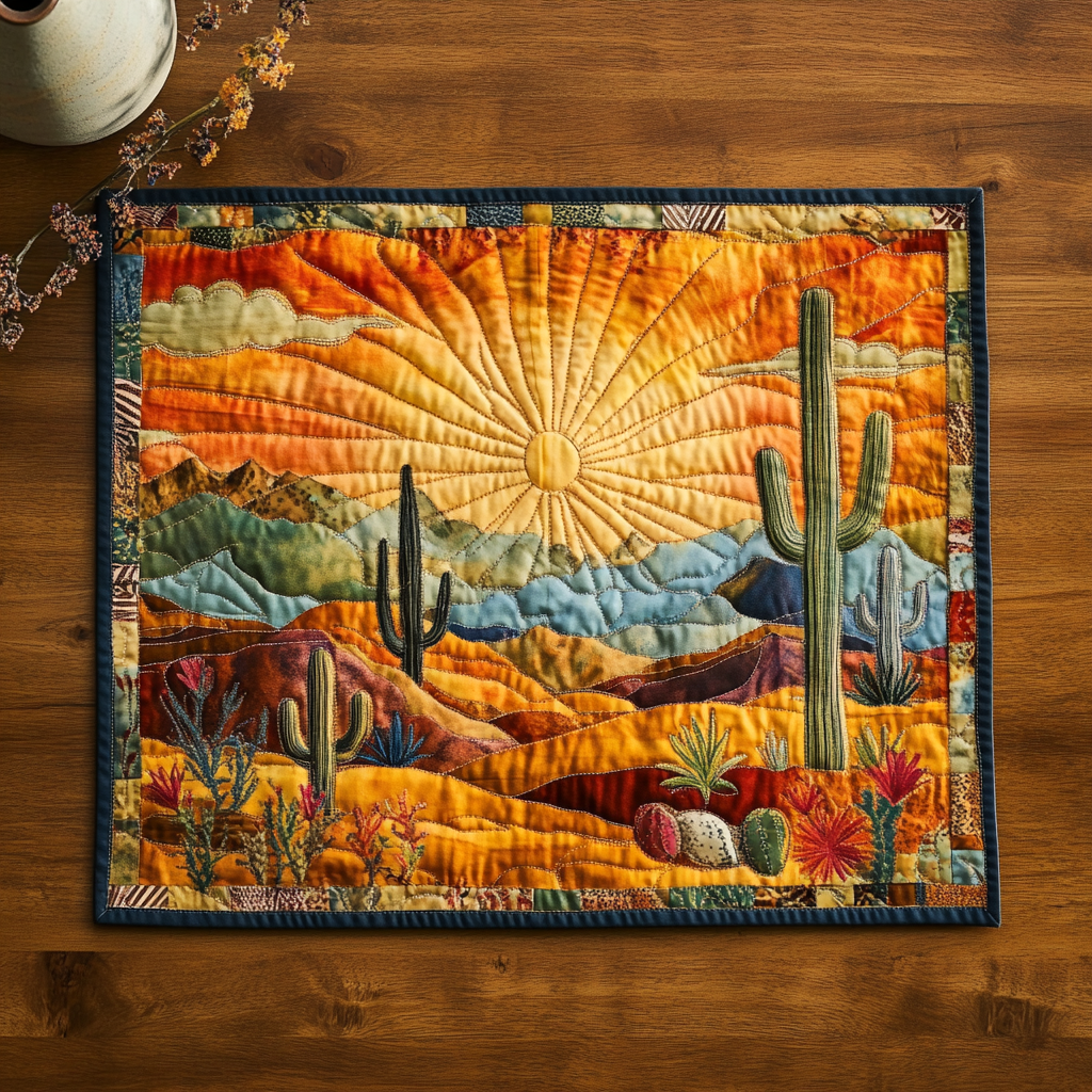 Desert Glow quilted placemats – golden desert sunrise