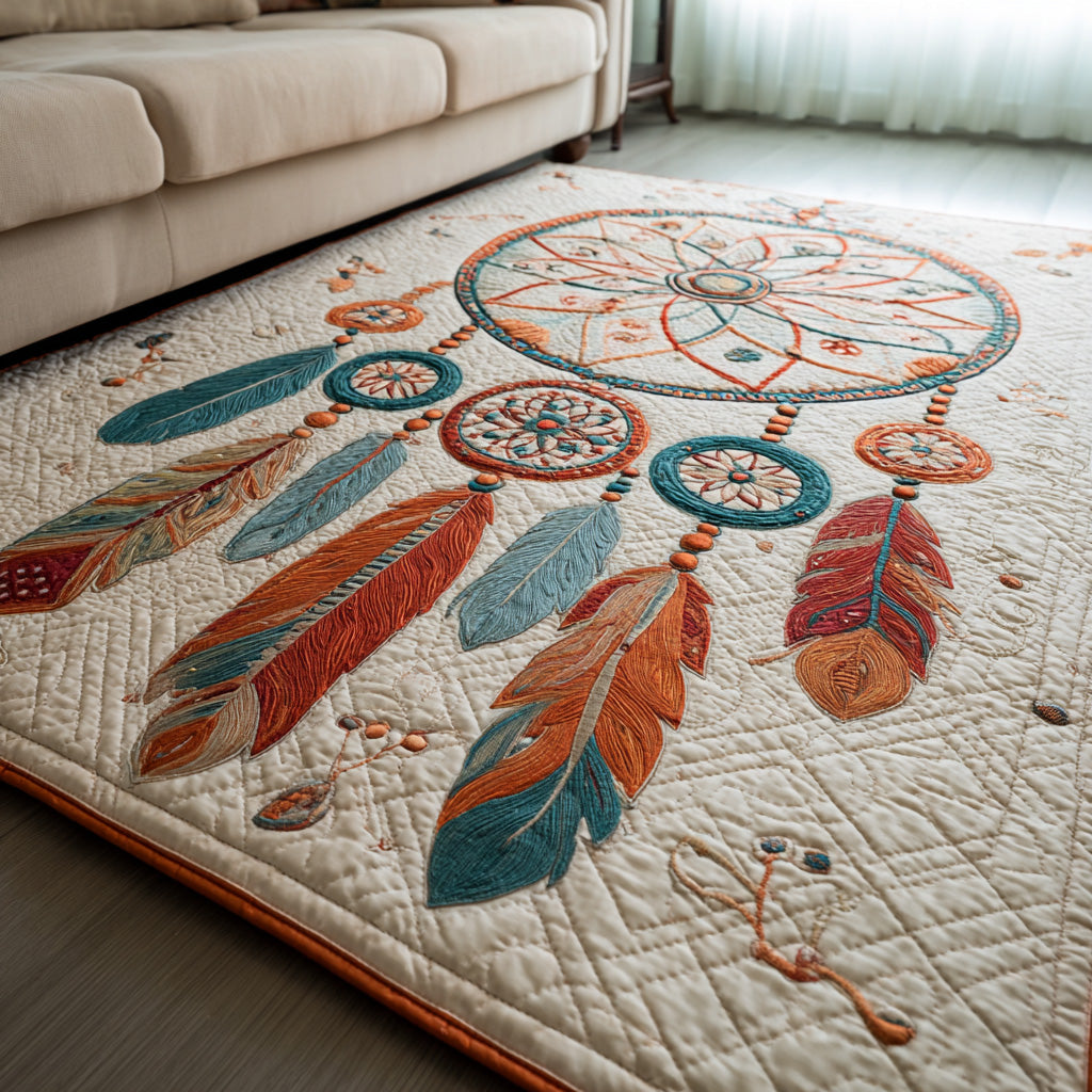 Desert Dreamcatcher rug – dreamcatcher on cream
