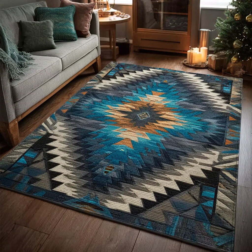 Desert Whisper rug – blue diamond medallion