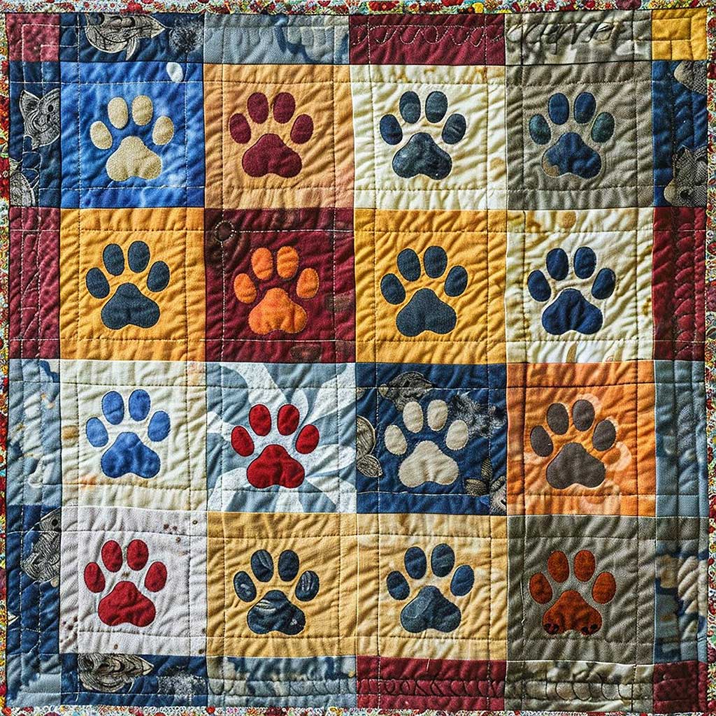 Quilted Throw - Paw Print Patchwork – view 2