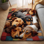 Doxie Nap Curl rug – napping dachshunds