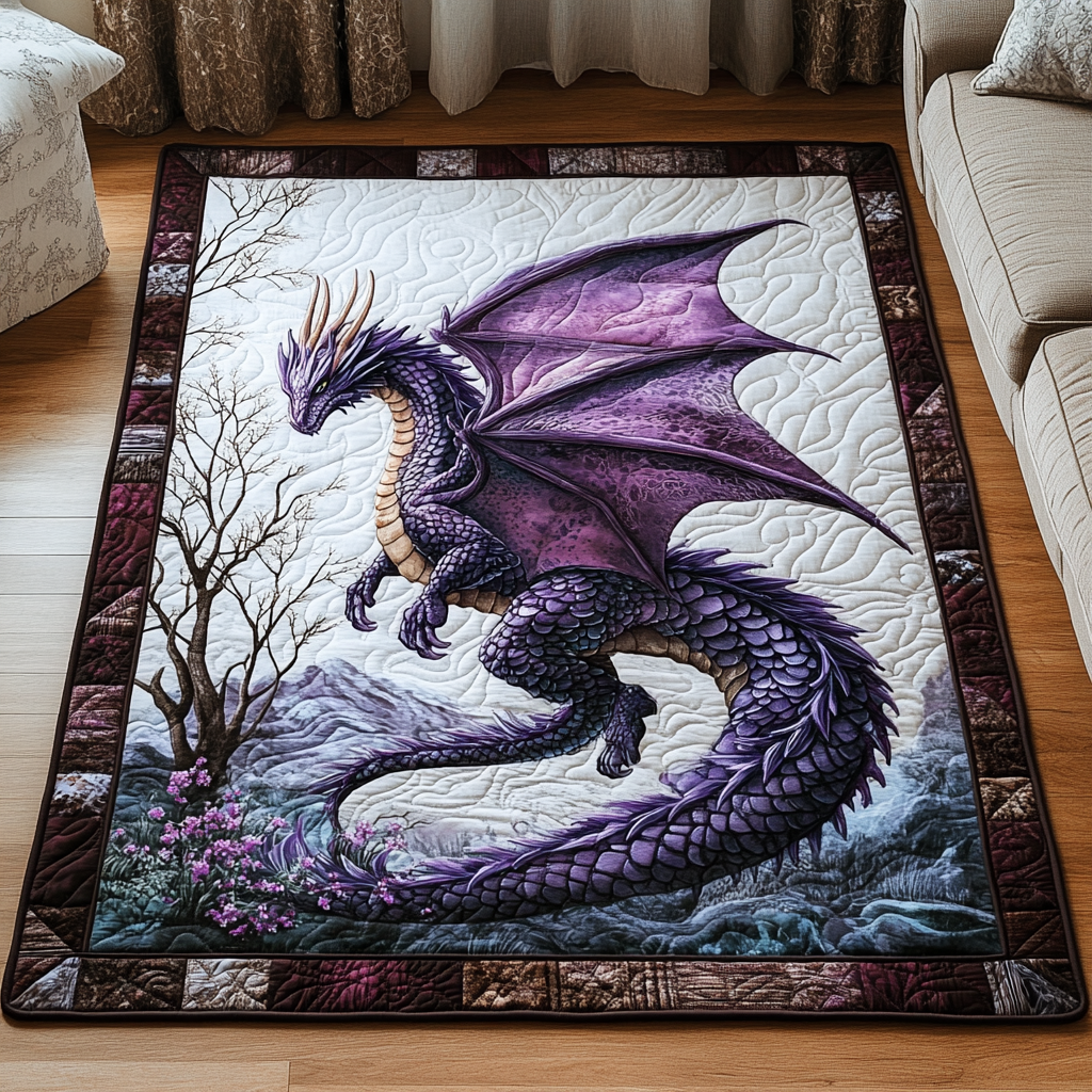 Dragon Crest rug – purple dragon in snow