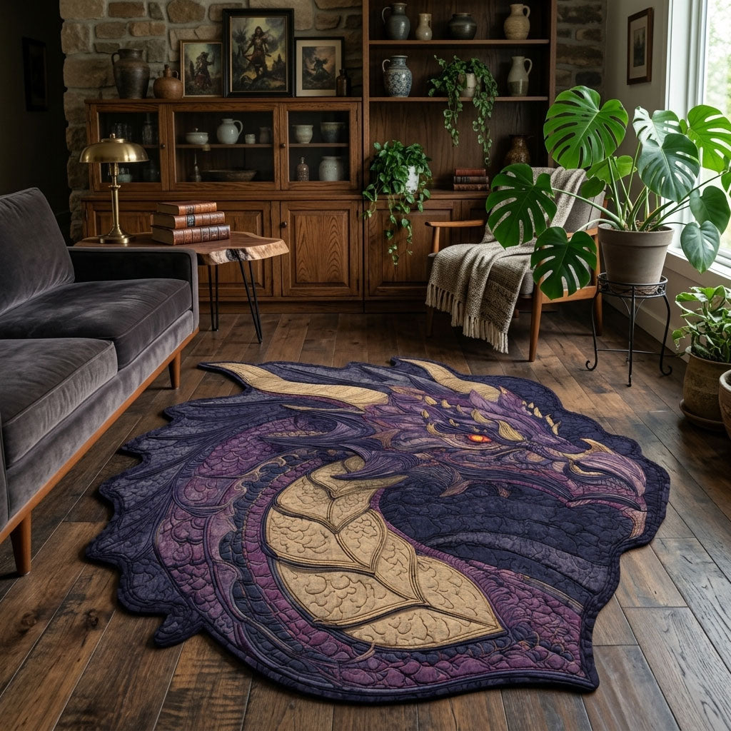 Dragon Haven shaped rug – purple dragon head