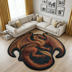 Dragon Realm Coil shaped rug – coiled bronze dragon