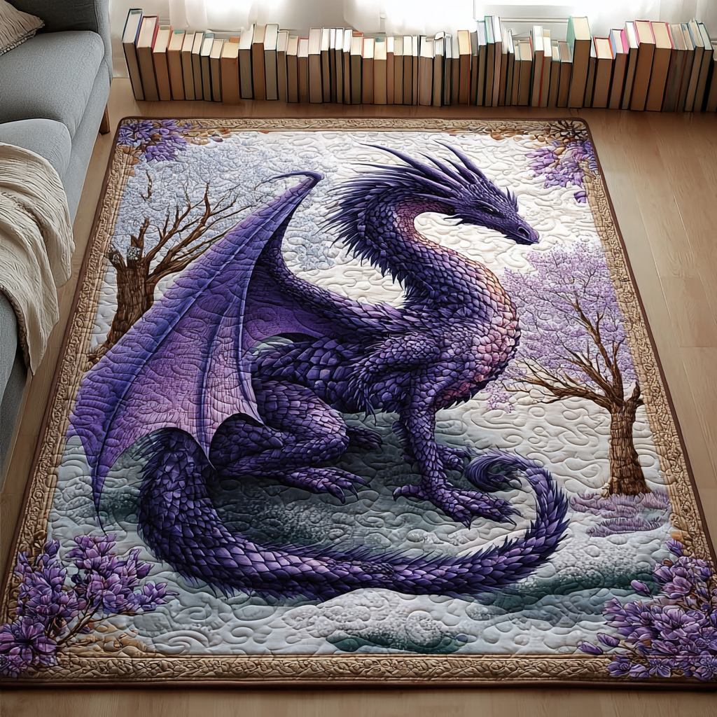 Dragon Sky rug – purple dragon in a forest