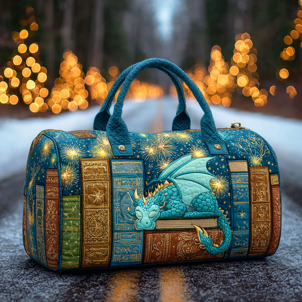 Dragon Tome quilted weekend bag – dragon on books