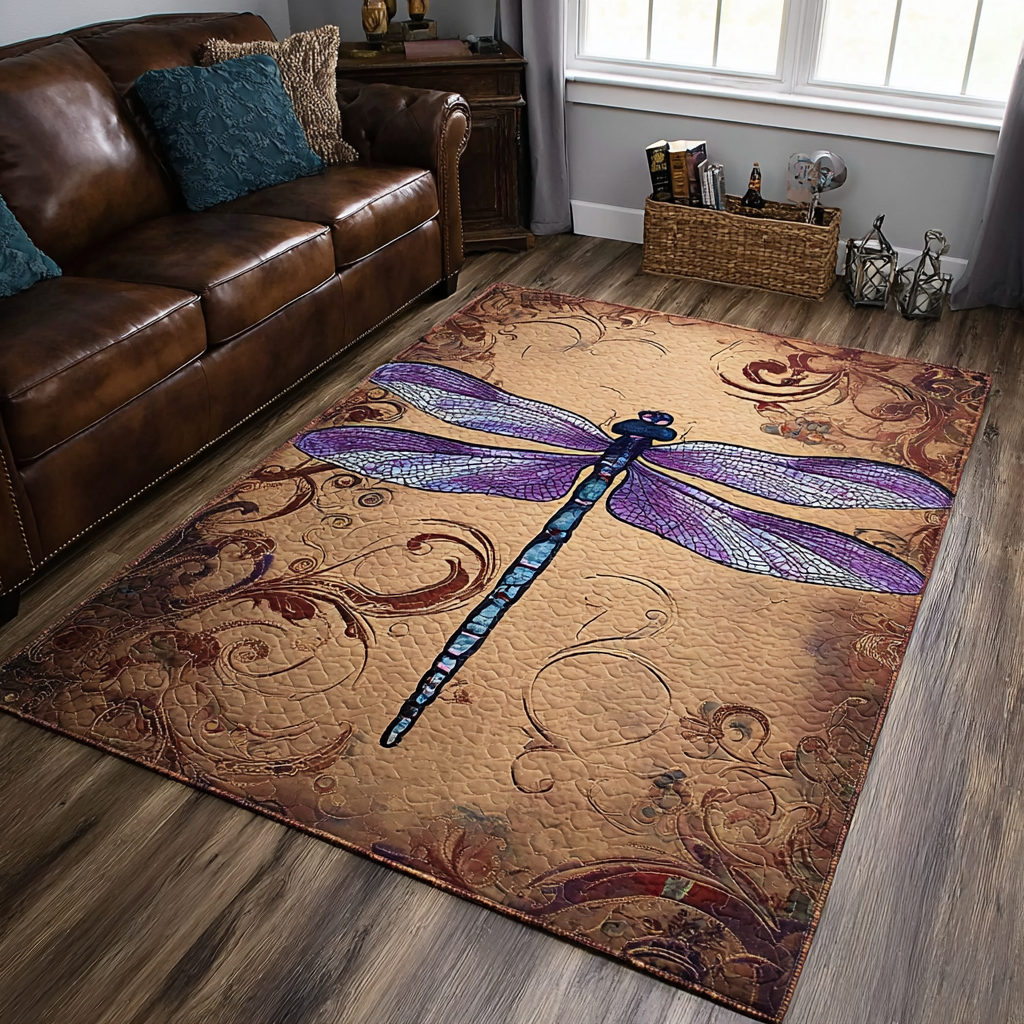 Dragonfly Dream rug – dragonfly on scrollwork