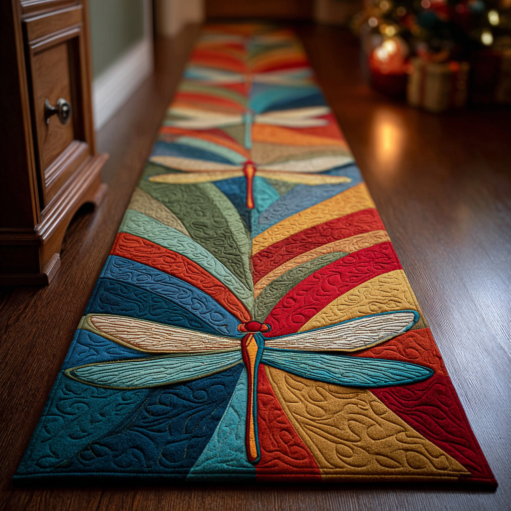 Dragonfly Dream hallway runner – patchwork dragonfly