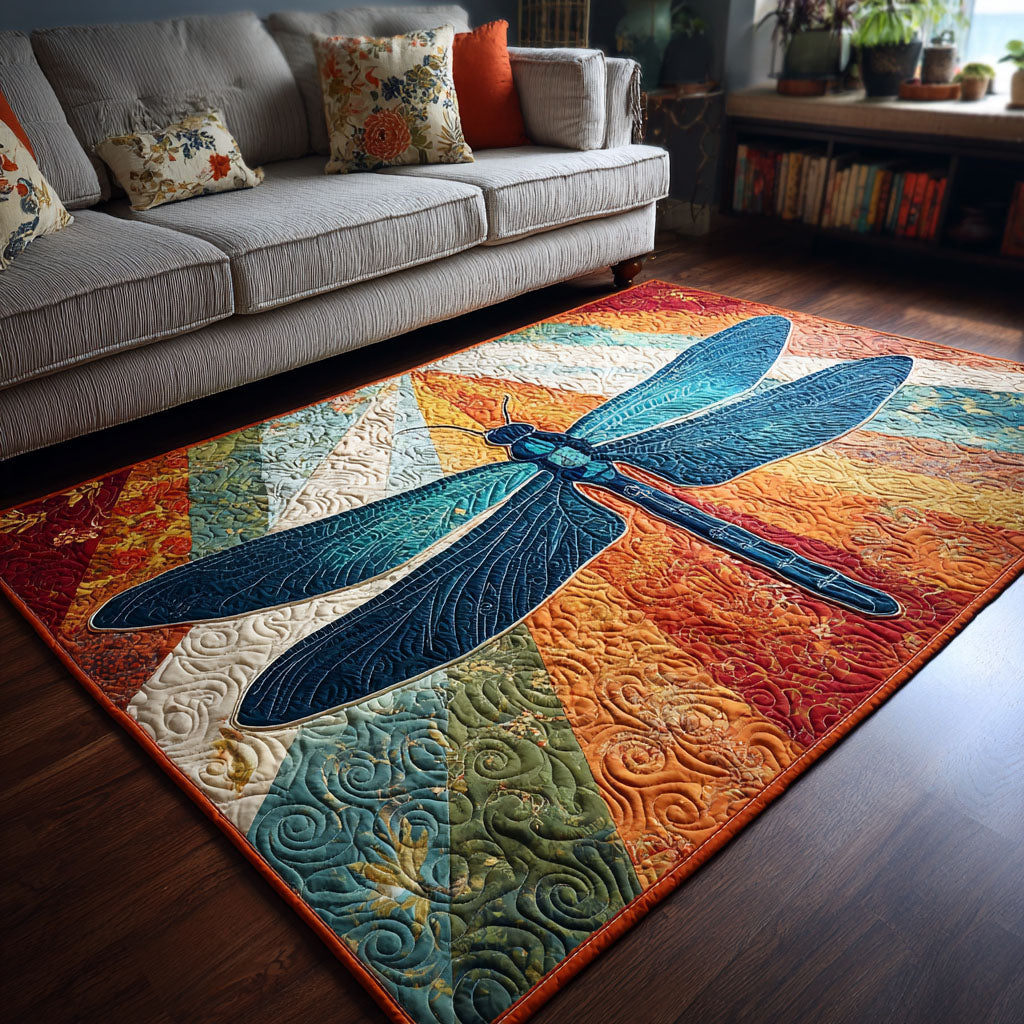 Dragonfly Patchwork rug – dragonfly on patchwork