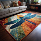 Dragonfly Patchwork rug – dragonfly on patchwork