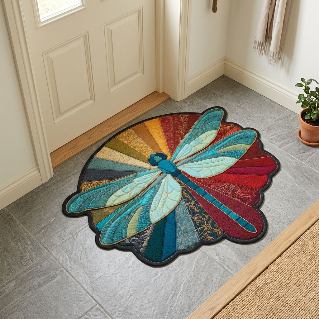 Patchwork Dragonfly shaped doormat – dragonfly on patchwork