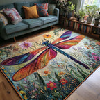 Dragonfly Spirit rug – dragonfly and wildflowers