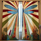 Dragonfly Sunrays quilted curtains – dragonfly over sunrays