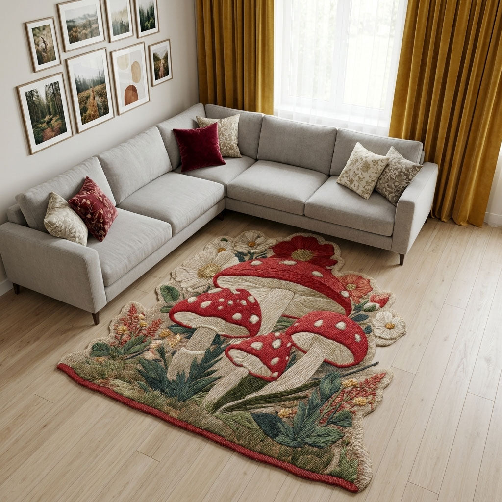 Dream Fungi shaped rug – toadstool shape