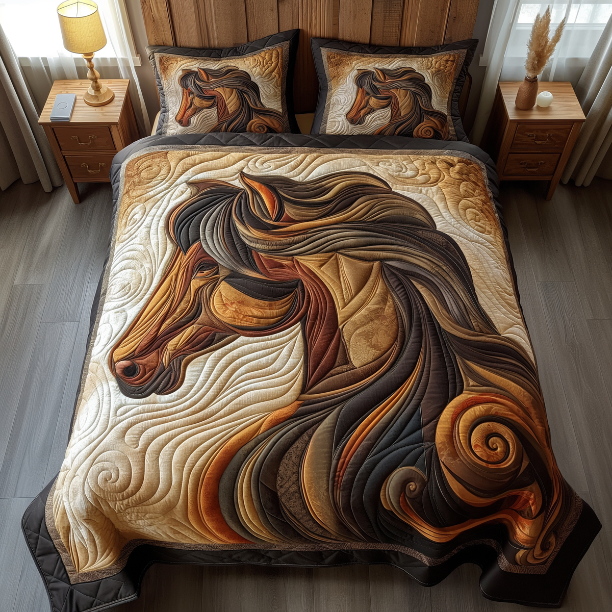 Chestnut Mane quilted throw – chestnut horse with a flowing mane