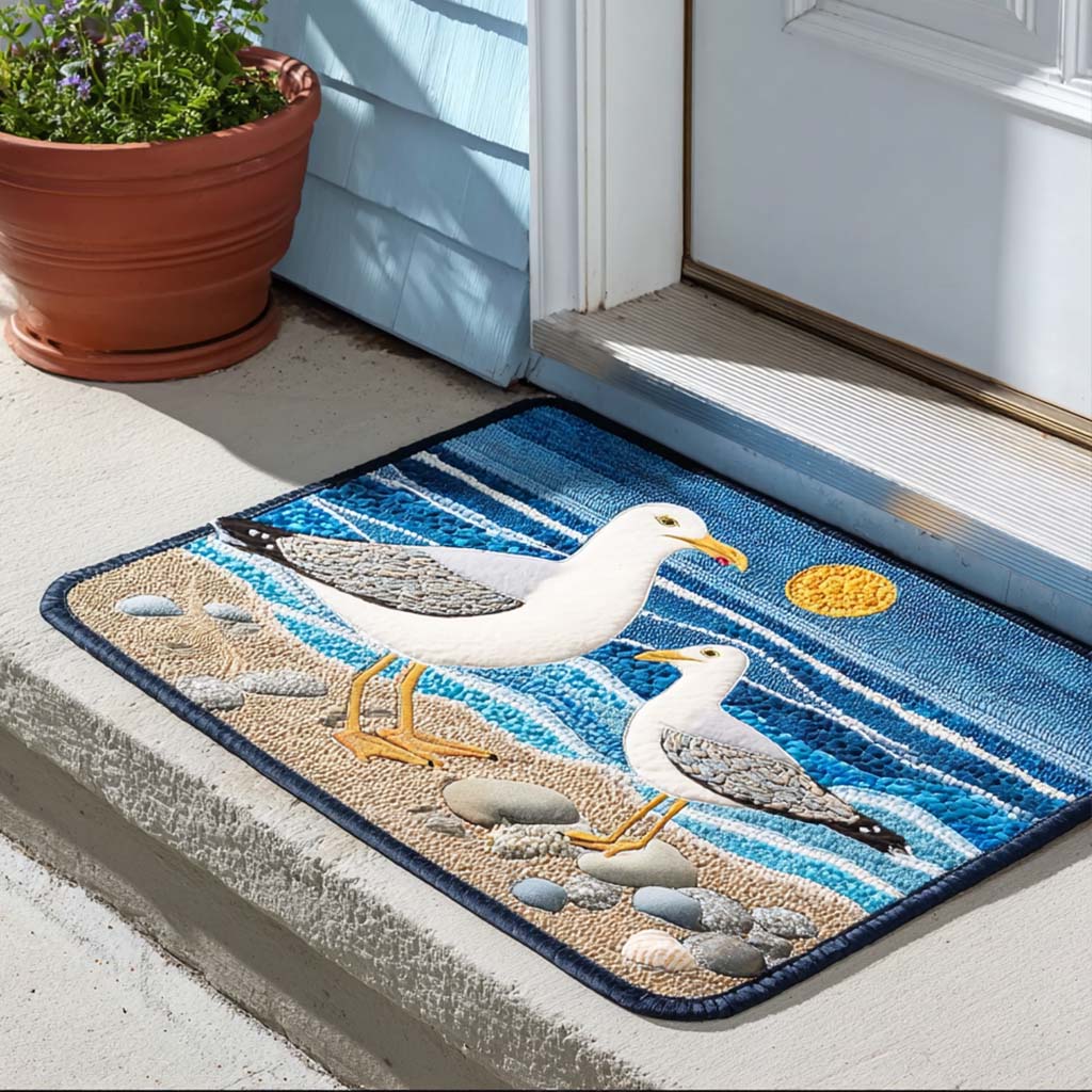 Driftwing Gulls doormat – seagulls on beach