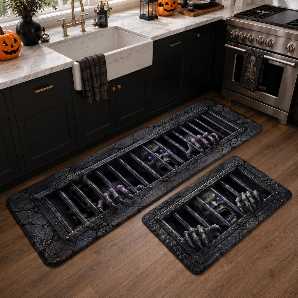 Dungeon Howl kitchen mat set – dungeon bars and hands