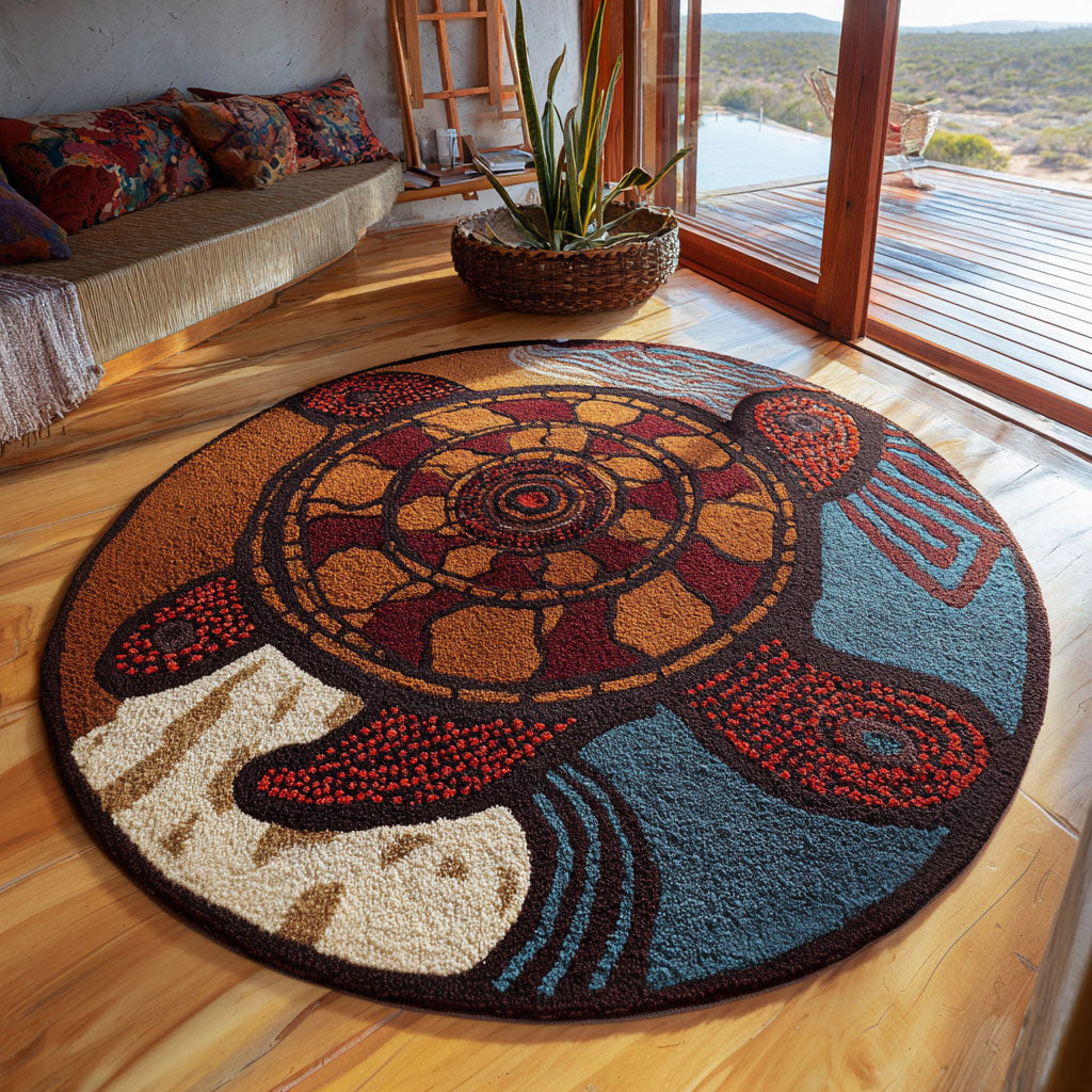 Earthborn Flow round rug – dot-art turtle