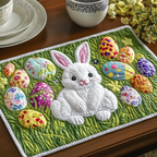 Easter Cheer quilted placemats – bunny with patterned eggs