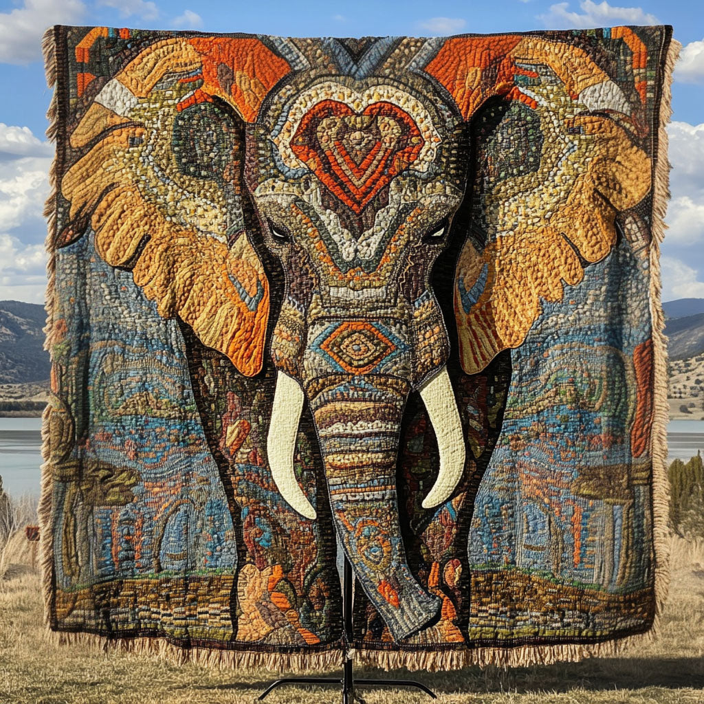 Ornate Elephant woven sofa throw – ornately patterned elephant