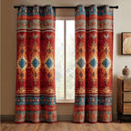 Ember Diamond Weave quilted curtains – diamond motifs on ember red