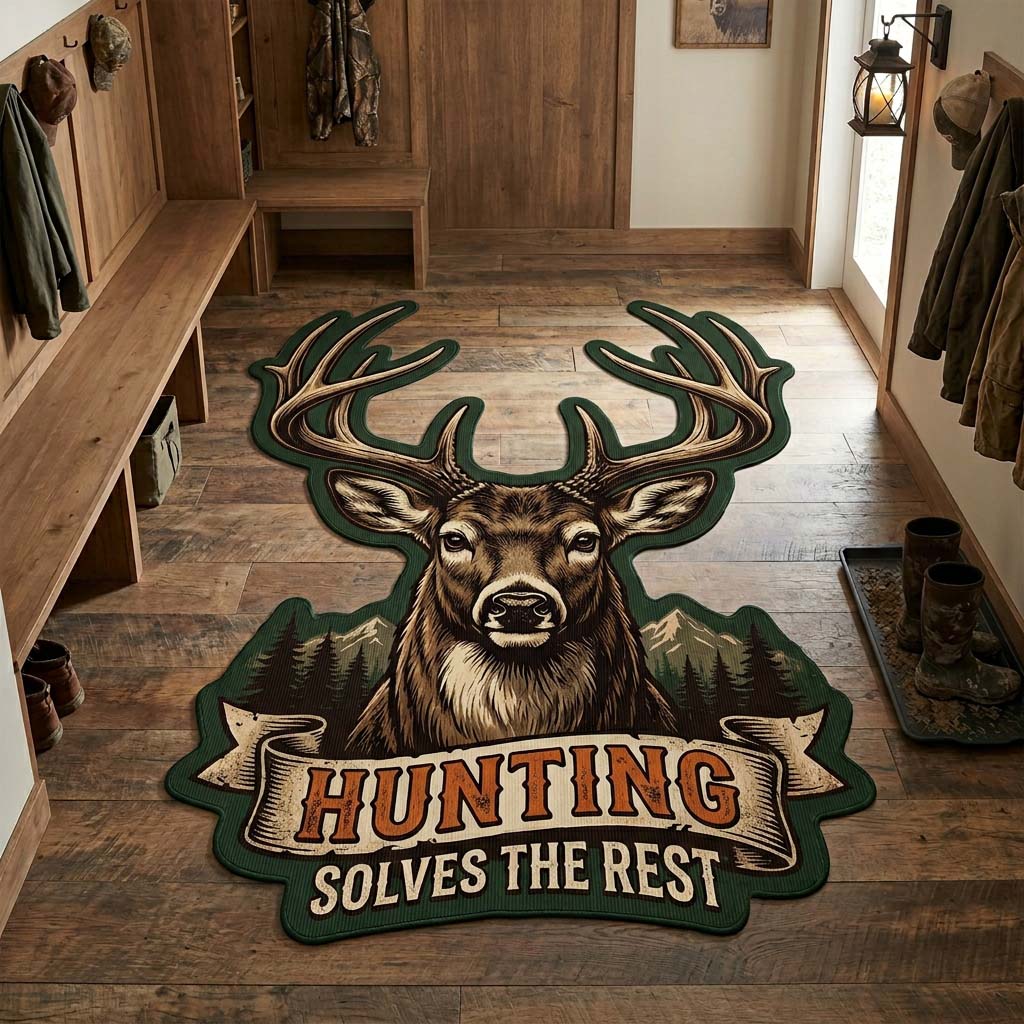 Emerald Antler shaped rug – stag crest