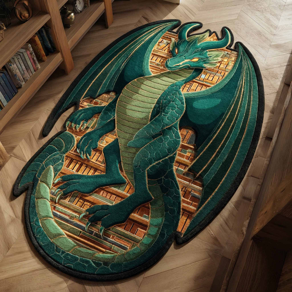 Emerald Wing shaped rug – green dragon