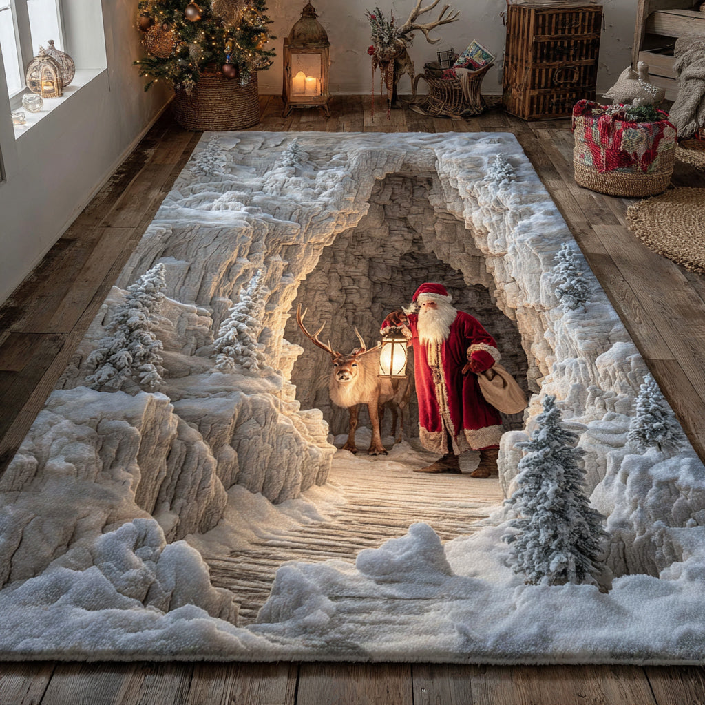 Alpine Santa rug – santa in a snowy cave