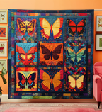 Butterfly Squares art quilt – butterfly patchwork