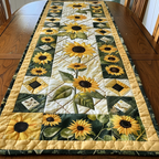 Sunflower Blocks quilted table runner – sunflowers in patchwork blocks