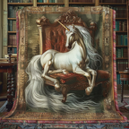 Library Unicorn woven sofa throw – unicorn in an old library