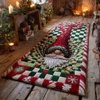 Evergreen Gnome Night hallway runner – gnome in a chequered tunnel