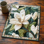 Evergreen Magnolia quilted placemats – white magnolias